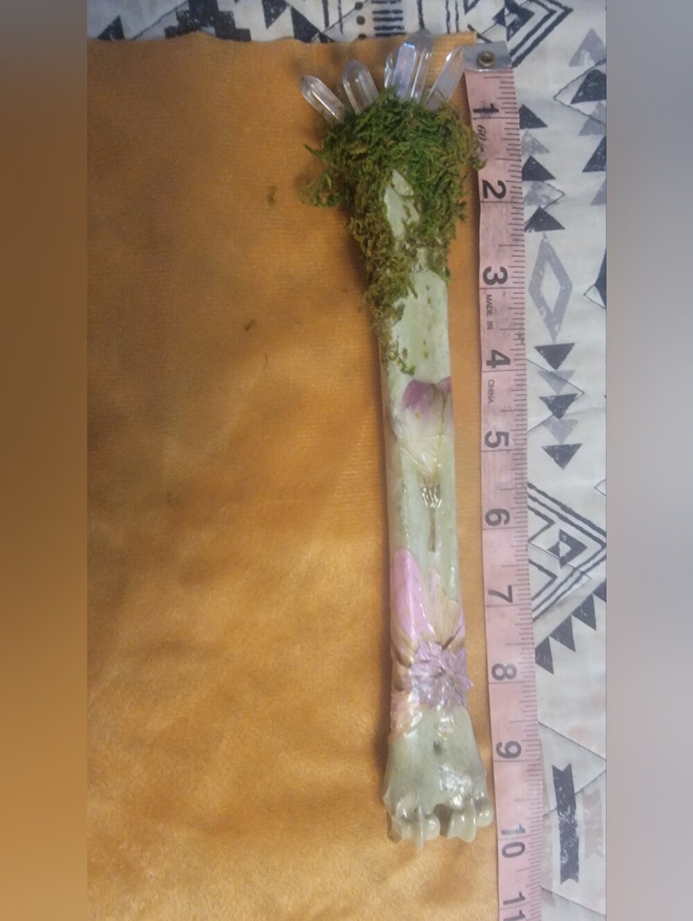 Handcrafted Bone And Crystal Wand